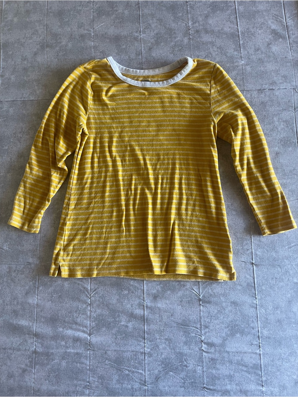 Old Navy Girls' Mustard Yellow Striped Long-Sleeve Tee with White Neckline